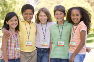Students Wearing School ID Badges