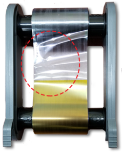 Example of a broken card printer ribbon