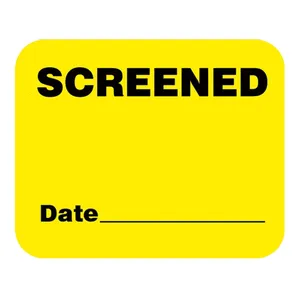برچسب پزشکی زرد بسیار کوچک با عنوان "Screened" - تعداد: ۶۷۵