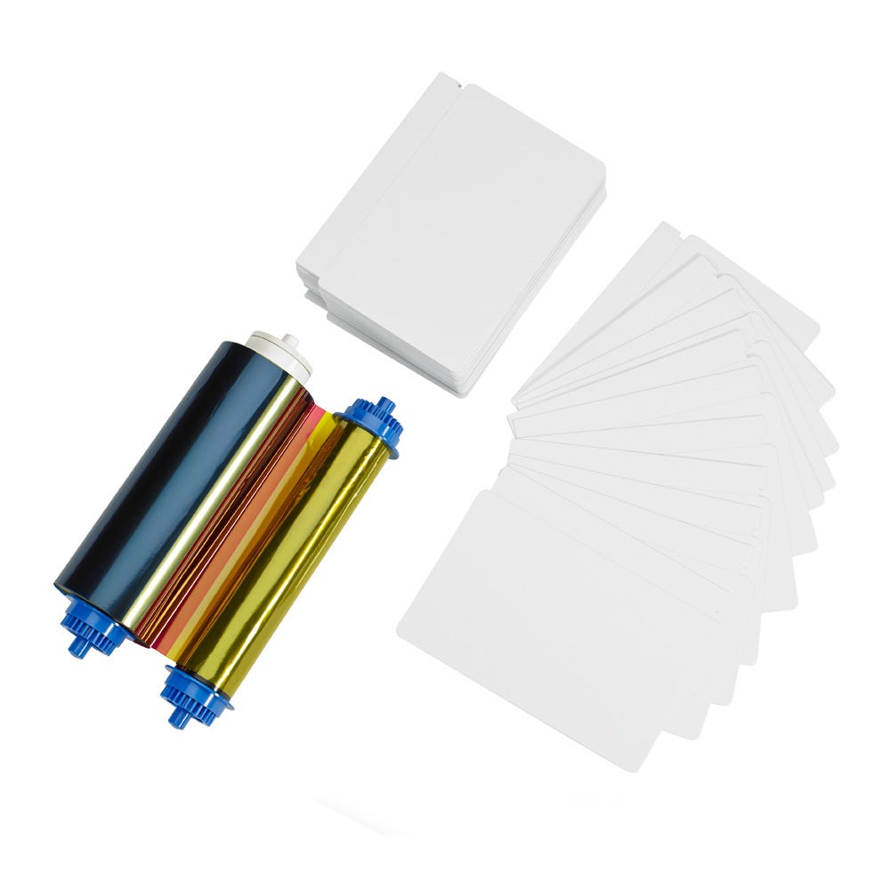 Zebra 106000-10L Color Ribbon & Card Bundle - YMCO - 400 prints