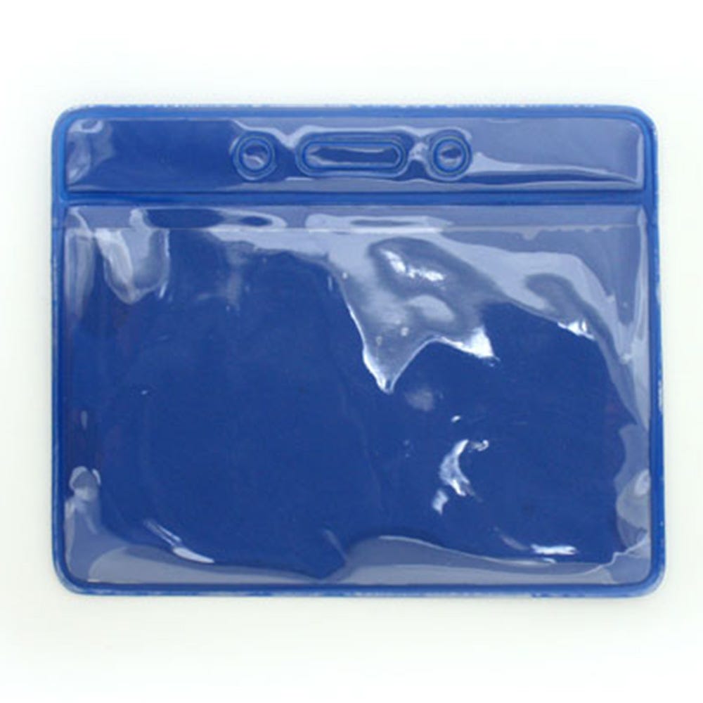 Blue Back - Horizontal - Clear Vinyl Badge Holders - 100 per pack