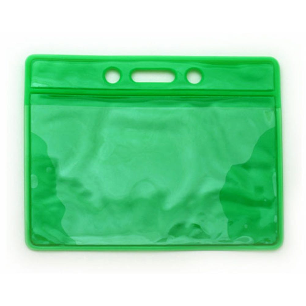 Green Back - Horizontal - Clear Vinyl Badge Holders - 100 per pack