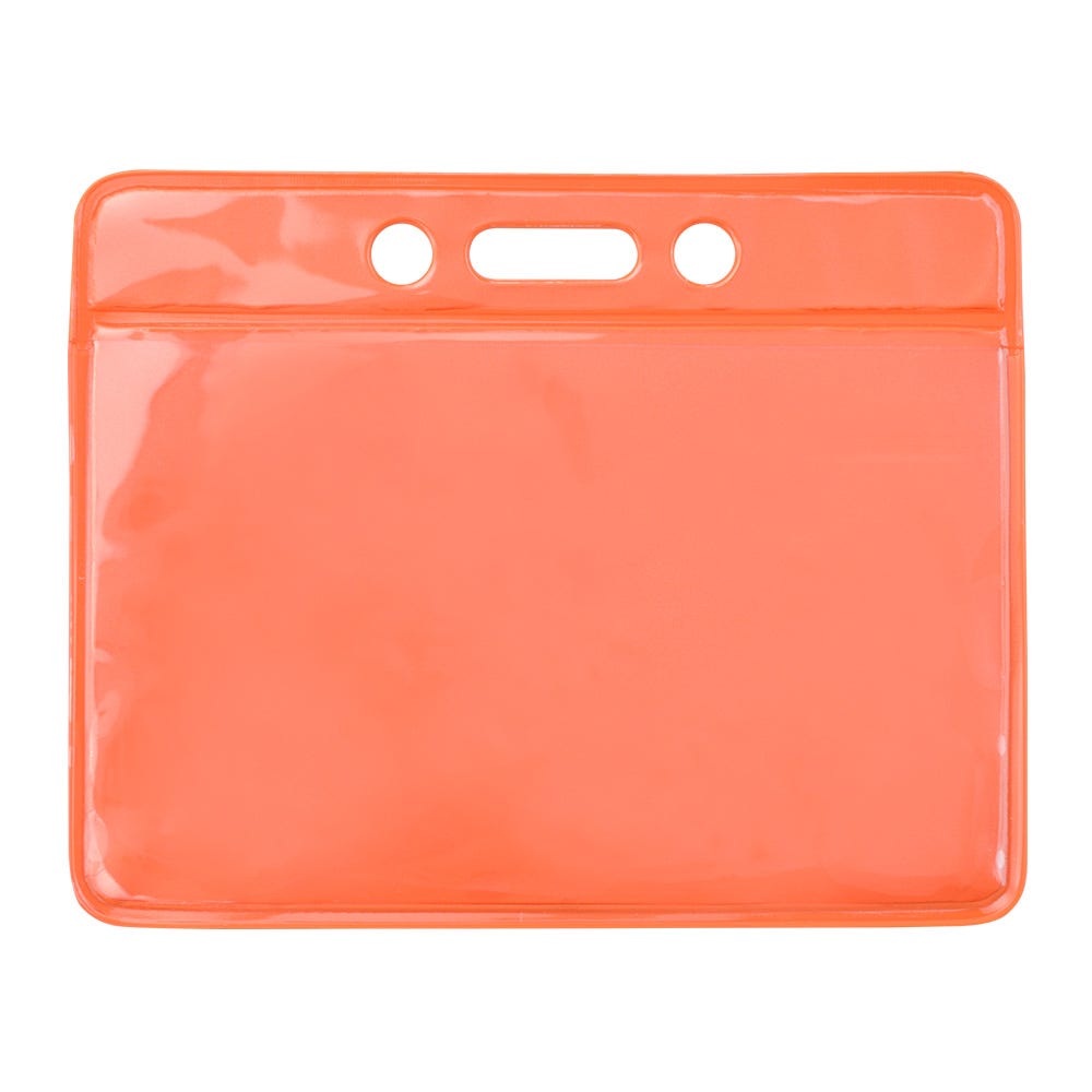 Orange Back - Horizontal - Clear Vinyl Badge Holders - 100 per pack