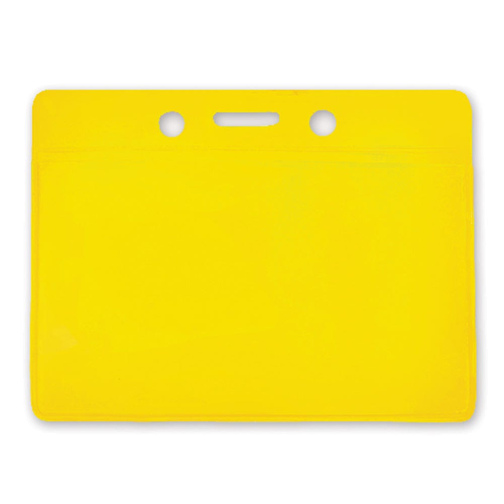 Yellow Back - Horizontal - Clear Vinyl Badge Holders - 100 per pack