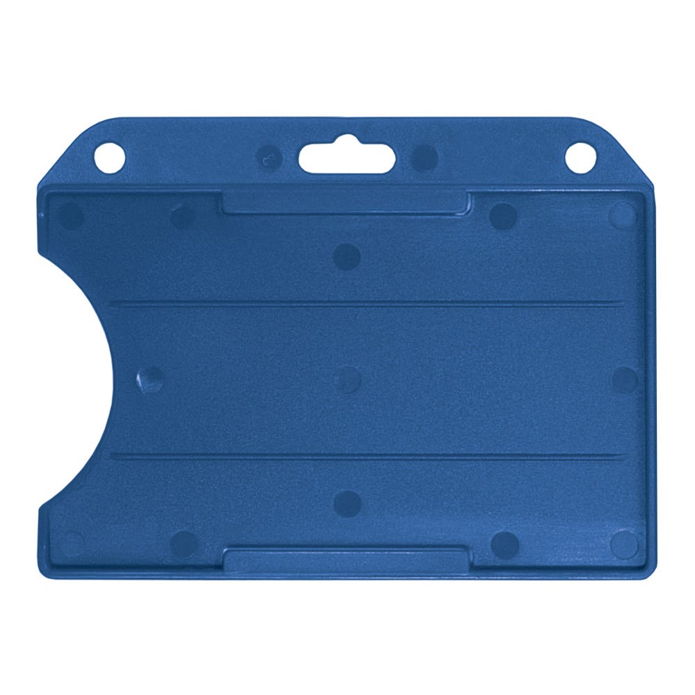 Blue Semi-Rigid Plastic Badge Holder - Horizontal - Open-Face Design - 50 per pack