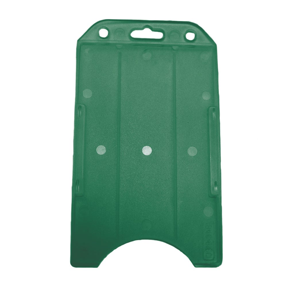 Green Semi-Rigid Plastic Badge Holder - Vertical - Open-Face Design - 50 per pack
