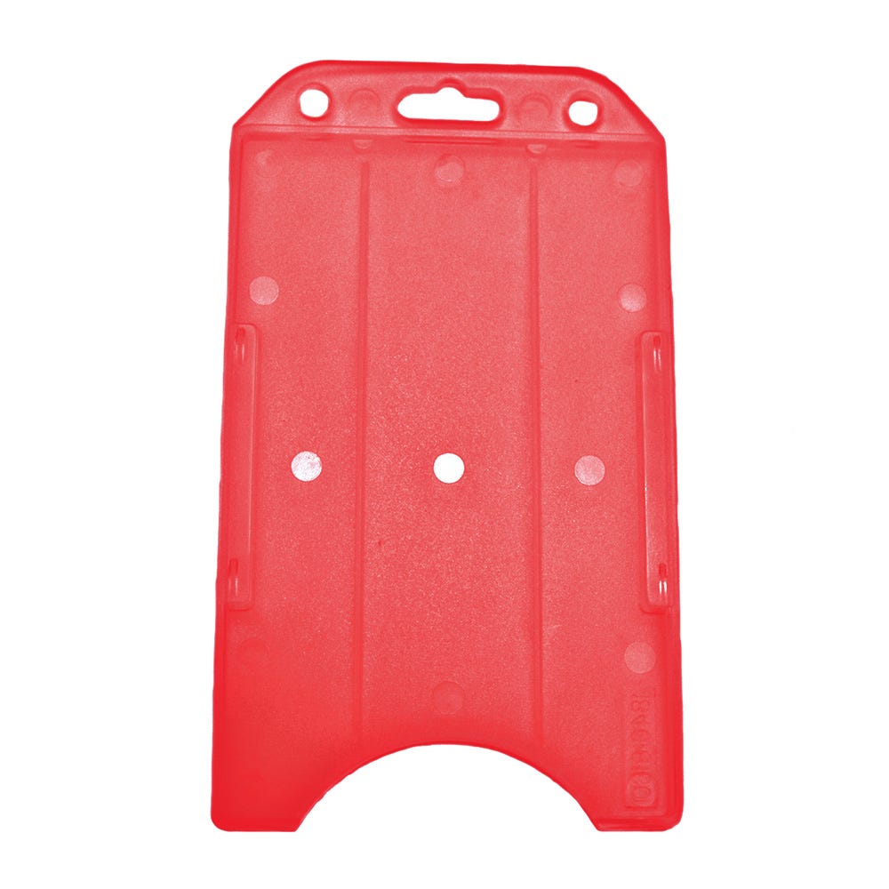 Red Semi-Rigid Plastic Badge Holder - Vertical - Open-Face Design - 50 per pack