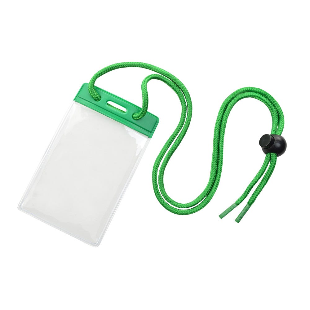 Green Color Bar - Vertical - Badge Holder w/ Neck Cord - 100 per pack