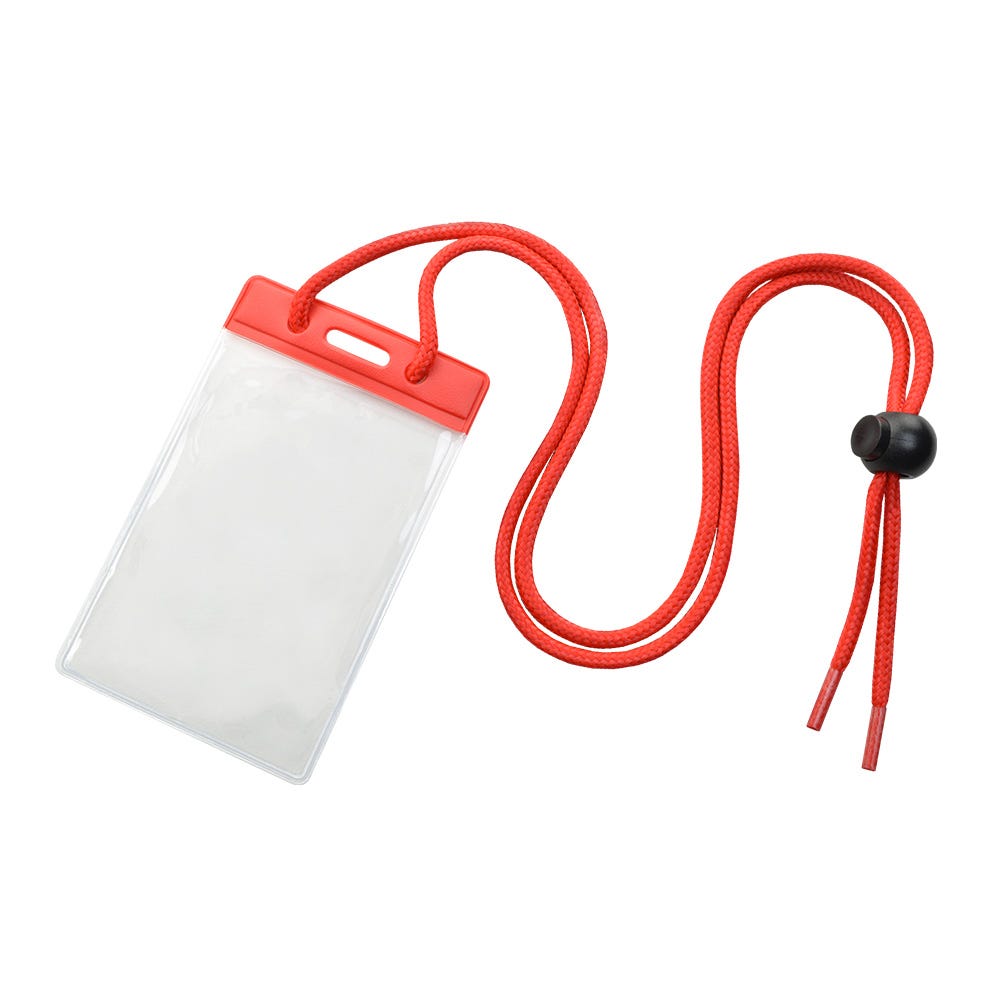 Red Color Bar - Vertical - Badge Holder w/ Neck Cord - 100 per pack