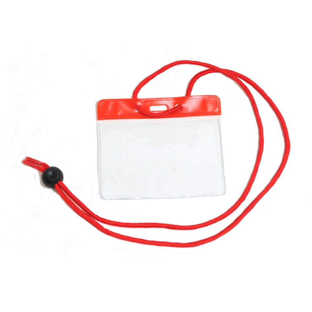 Red Color Bar - Horizontal - Government and Military Badge Holder w/ Neck Cord - 100 per pack