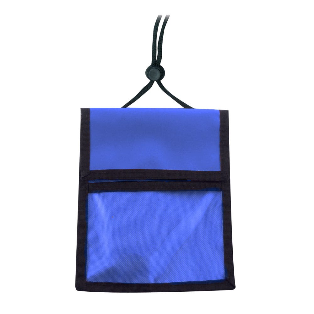 Blue Nylon Multi-Pocket Badge Wallet Holder w/ Neck Cord - 25 per pack
