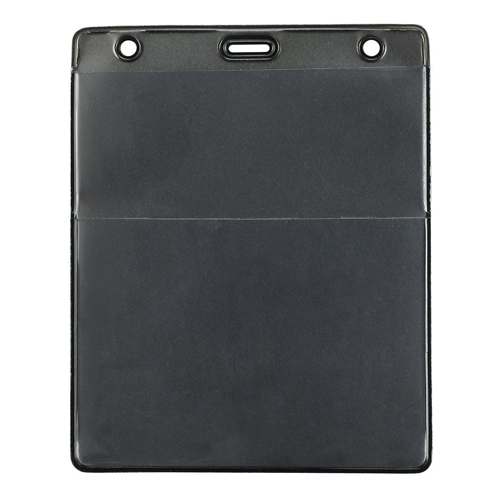 Black Event Size Credential Wallet - Vertical - Clear Vinyl with Slot and Chain Holes - 100 per pack