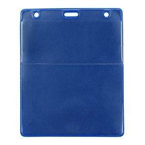 Royal Blue Event Size Credential Wallet - Vertical - Clear Vinyl with Slot and Chain Holes - 100 per pack