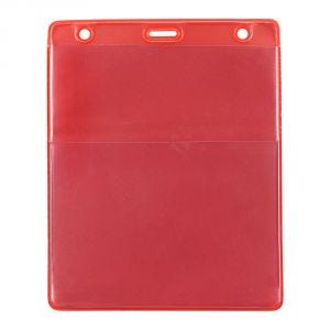 Red Event Size Credential Wallet - Vertical - Clear Vinyl with Slot and Chain Holes - 100 per pack