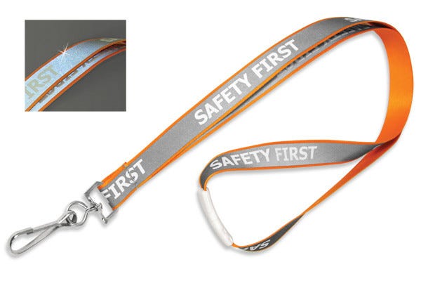 5/8'' Orange Reflective Glow-in-the-Dark Safety Lanyard w/ Safety Breakaway & Swivel Hook - 100 per pack
