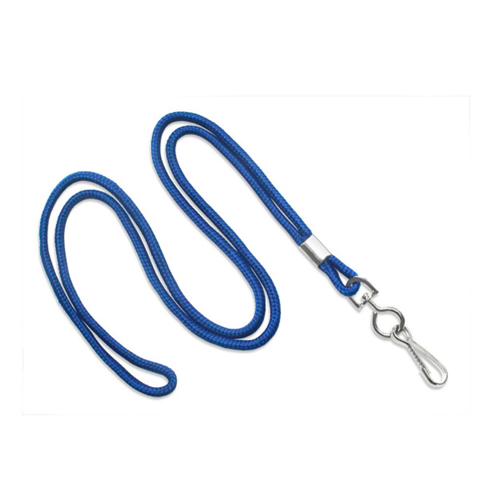 1/8'' Royal Blue Round Braid Lanyard with Swivel Hook - 100 per pack