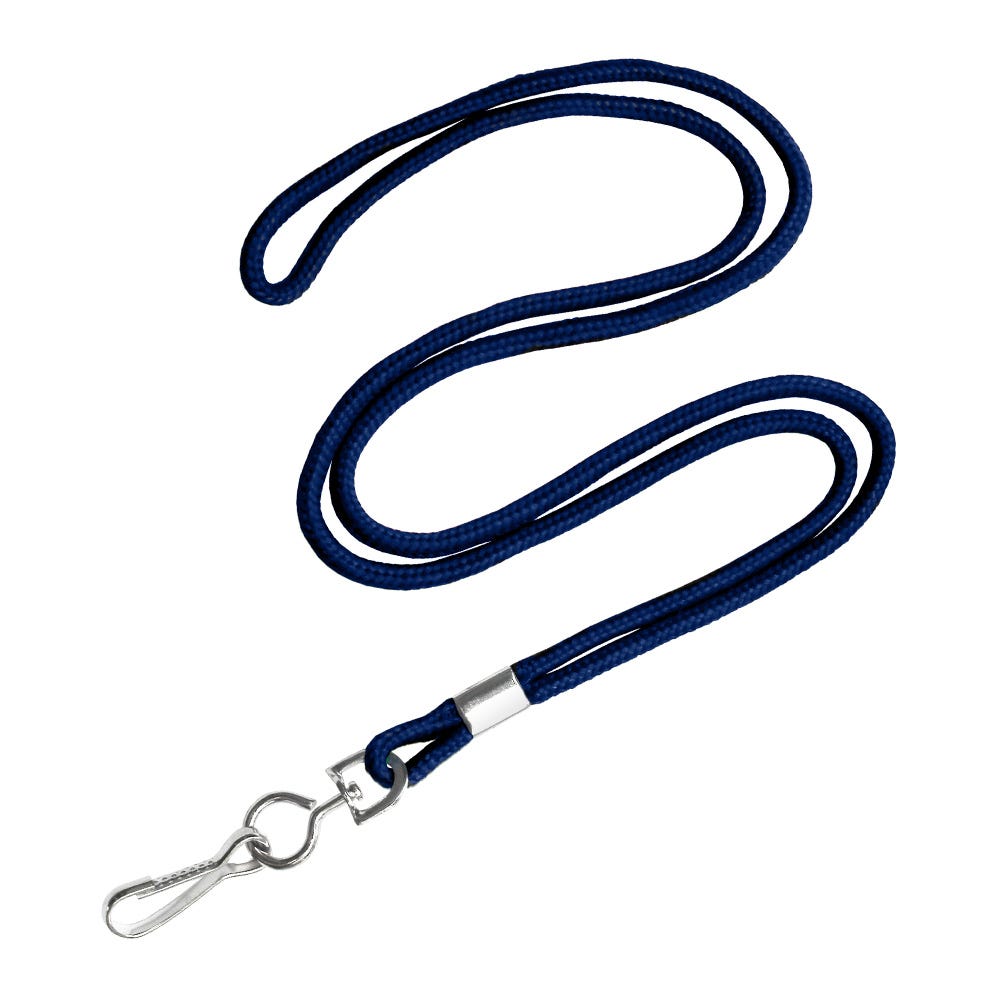 1/8'' Navy Blue Round Braid Lanyard with Swivel Hook - 100 per pack