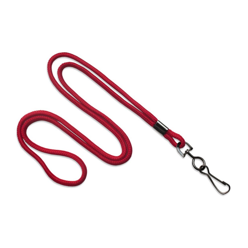 1/8'' Red Round Braid Lanyard with Black-Oxidized Swivel Hook - 1000 per pack