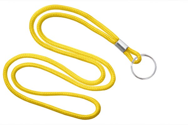 1/8'' Yellow Round Braid Lanyard with Split Ring - 100 per pack