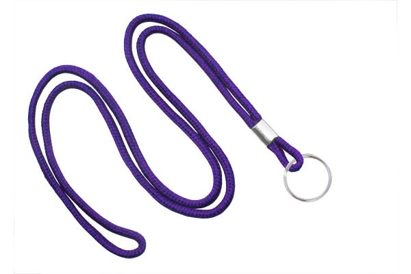 1/8'' Purple Round Braid Lanyard with Split Ring - 100 per pack