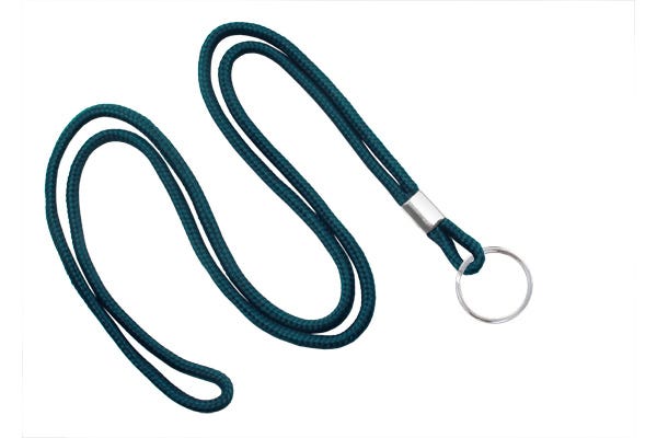 1/8'' Teal Round Braid Lanyard with Split Ring - 100 per pack