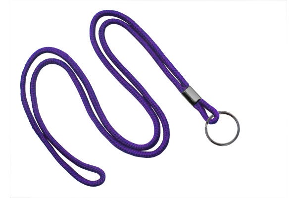 1/8'' Purple Round Braid Lanyard with Black-Oxide Split Ring - 1000 per pack