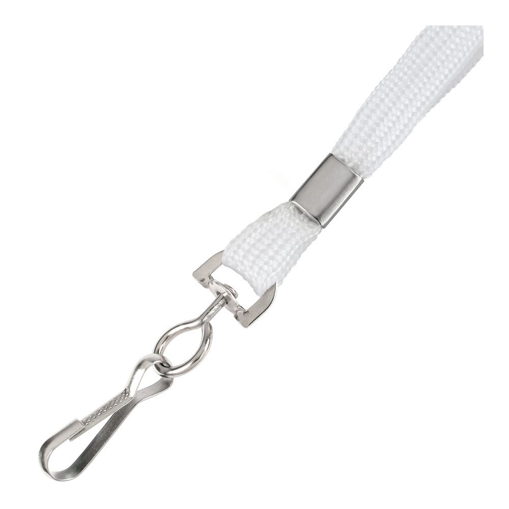 3/8'' White Flat Braid Lanyard with Swivel Hook - 100 per pack