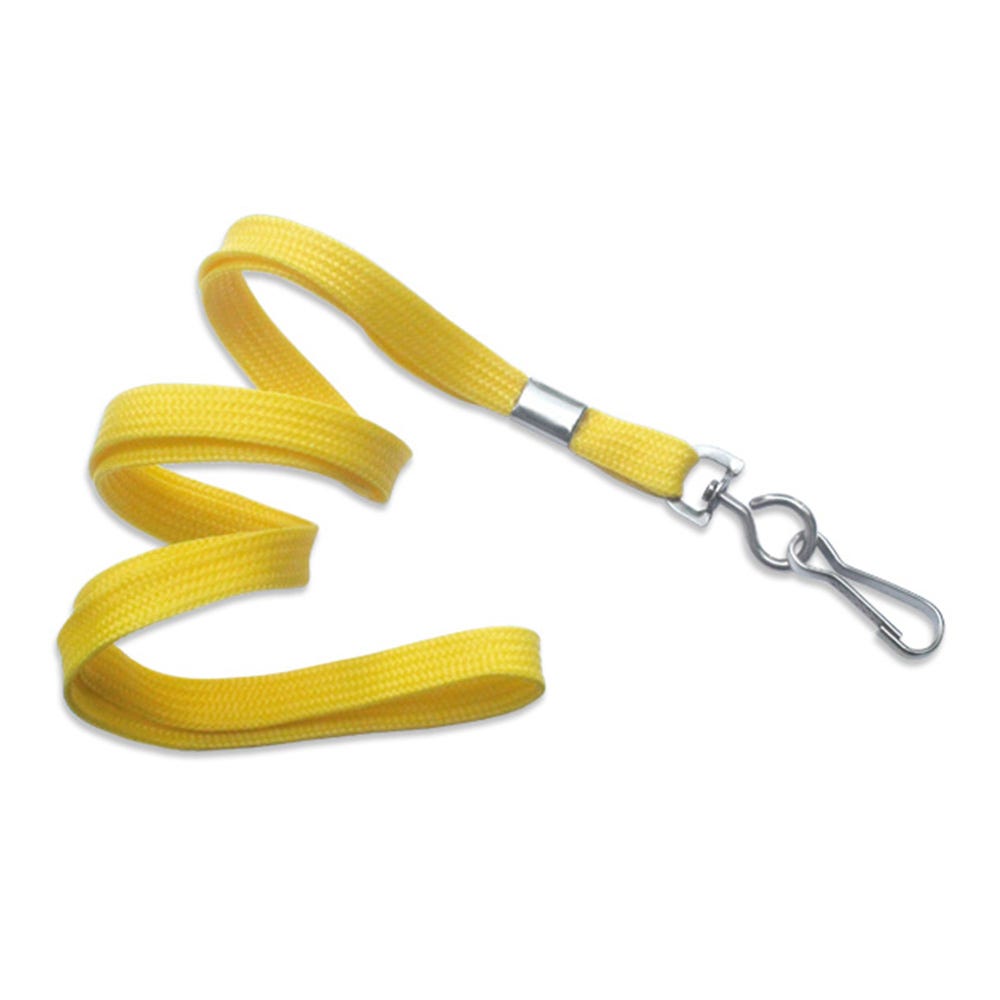 3/8'' Yellow Flat Braid Lanyard with Swivel Hook - 100 per pack