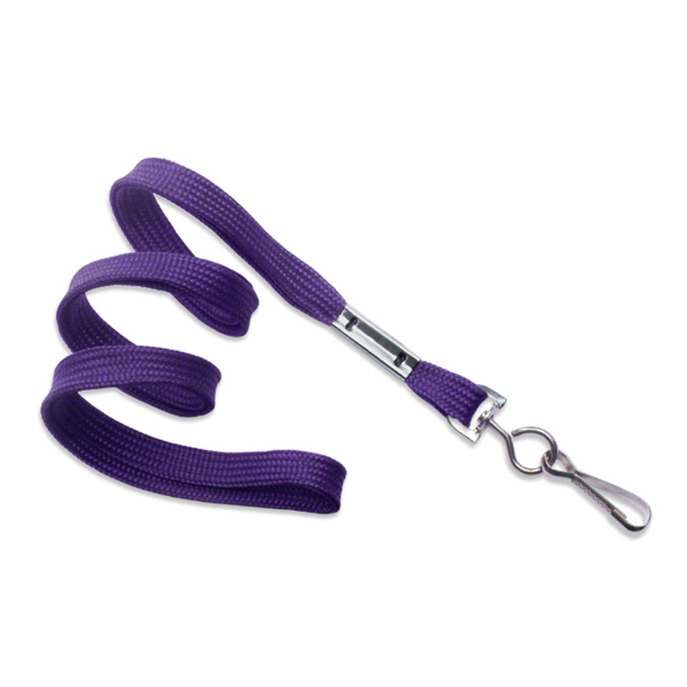 3/8'' Purple Flat Braid Lanyard with Swivel Hook - 100 per pack