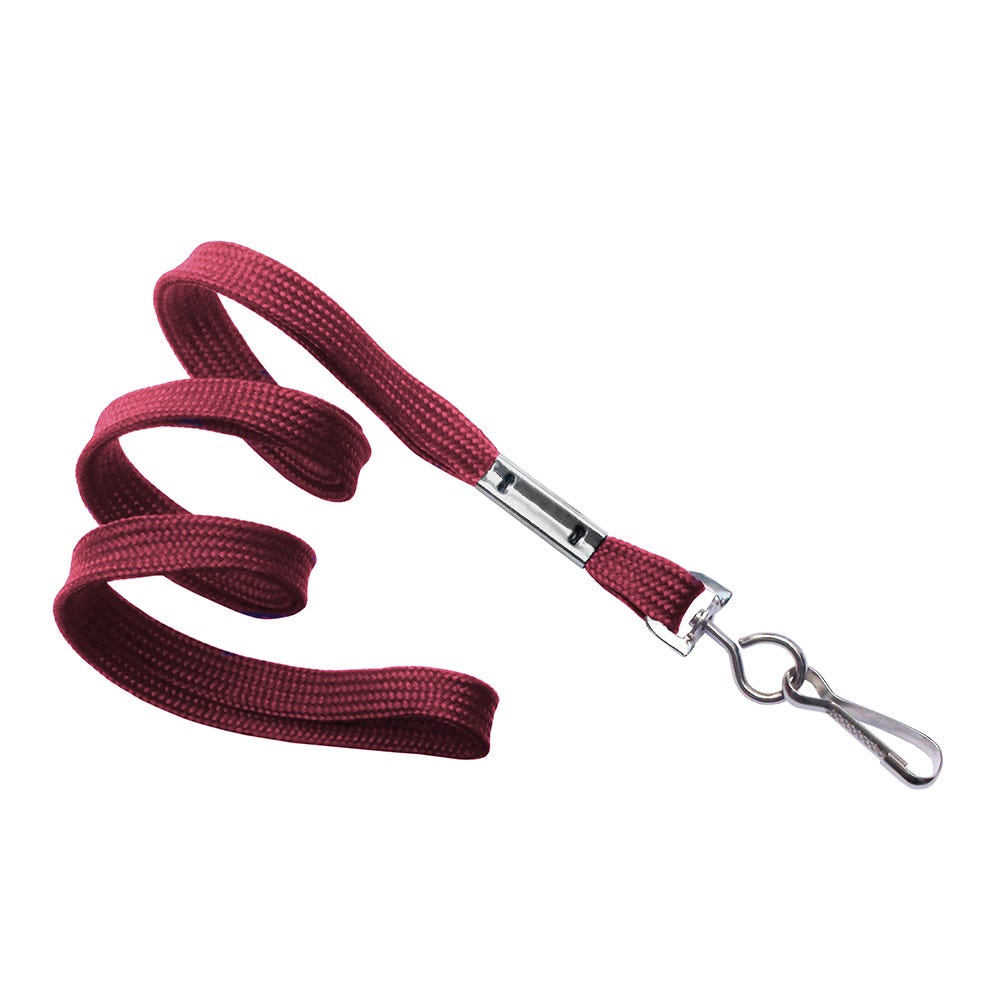 3/8'' Maroon Flat Braid Lanyard with Swivel Hook - 100 per pack