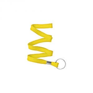 3/8'' Yellow Flat Braid Lanyard with Split Ring - 100 per pack