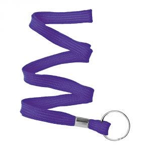 3/8'' Purple Flat Braid Lanyard with Split Ring - 100 per pack