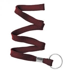 3/8'' Maroon Flat Braid Lanyard with Split Ring - 100 per pack