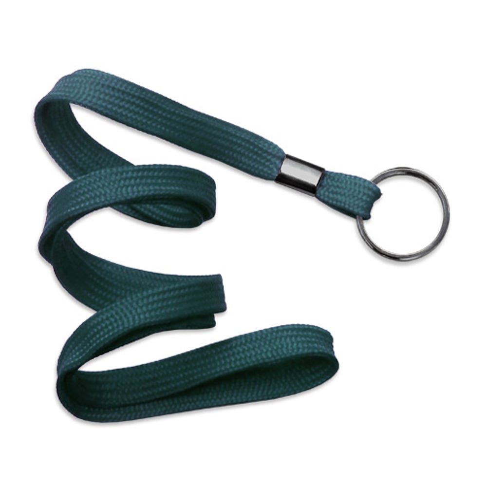 3/8'' Teal Flat Braid Lanyard with Black-Oxide Split Ring- 1000 per pack