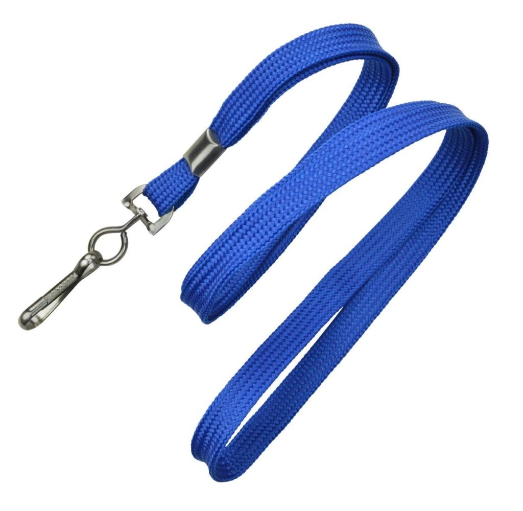3/8'' Royal Blue Flat Braid Lanyard with Black-Oxide Swivel Hook - 1000 per pack