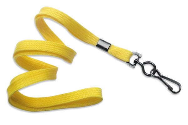3/8'' Yellow Flat Braid Lanyard with Black-Oxide Swivel Hook - 1000 per pack