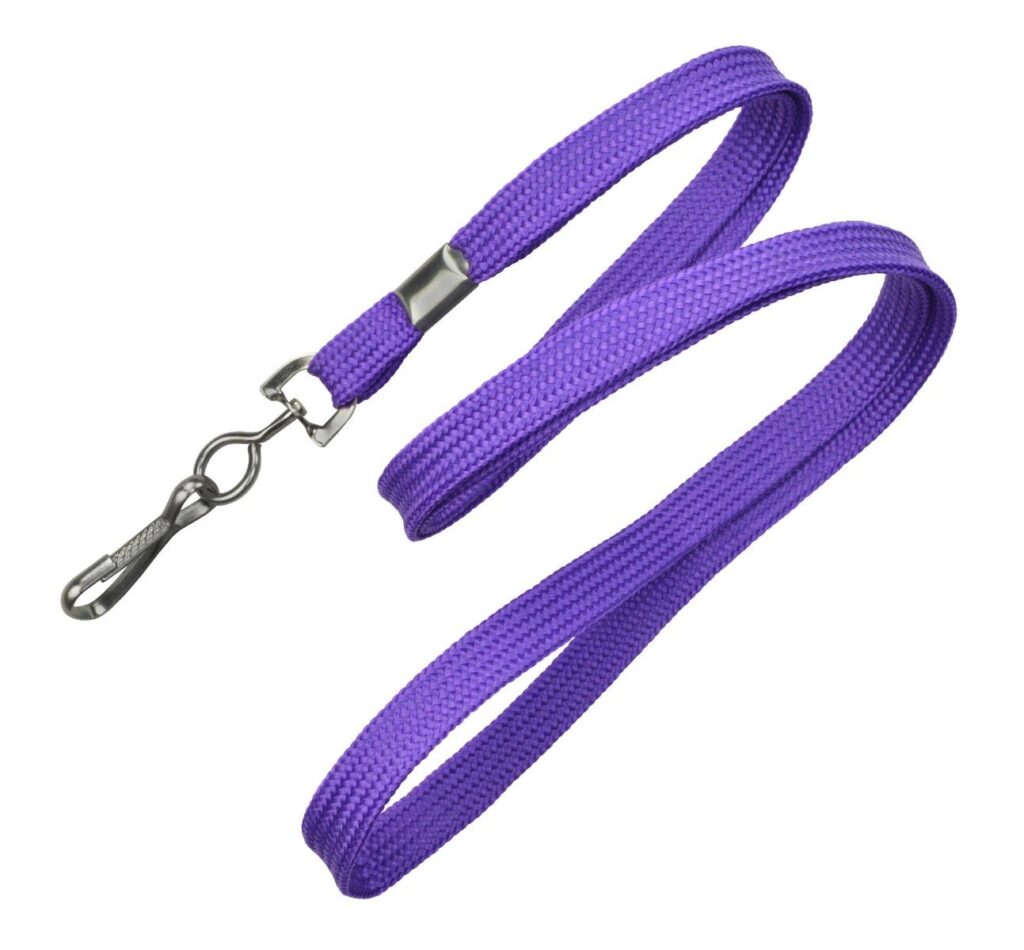 3/8'' Purple Flat Braid Lanyard with Black-Oxide Swivel Hook - 1000 per pack