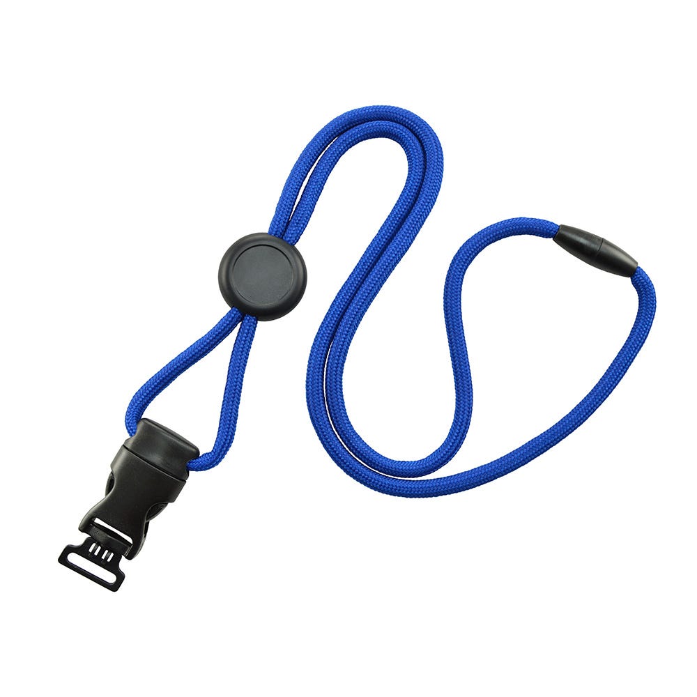 1/4'' Royal Blue Round Breakaway Lanyard w/ Round Slider & Detachable Combo Loop - 1000 per pack