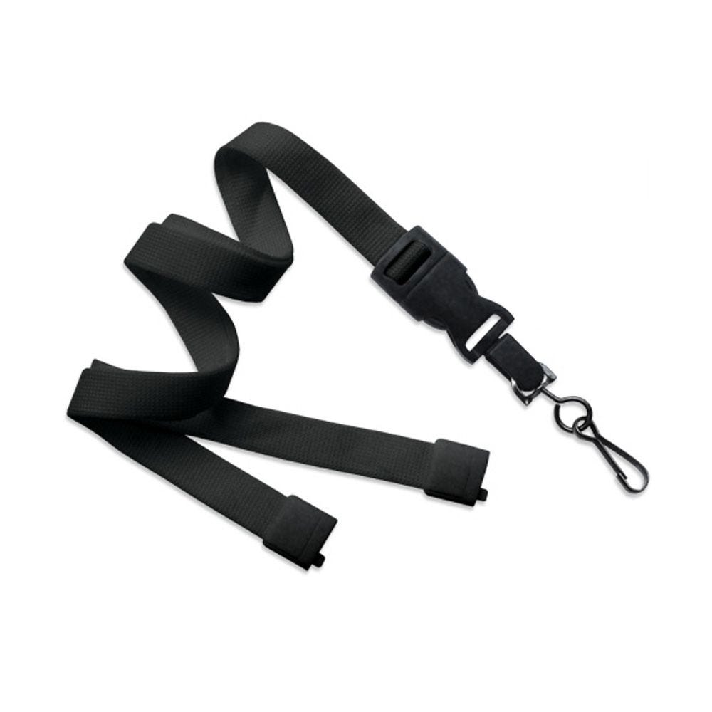 5/8'' Black OptiWeaver Lanyard with Safety Breakaway & Detachable Swivel Hook - 100 per pack