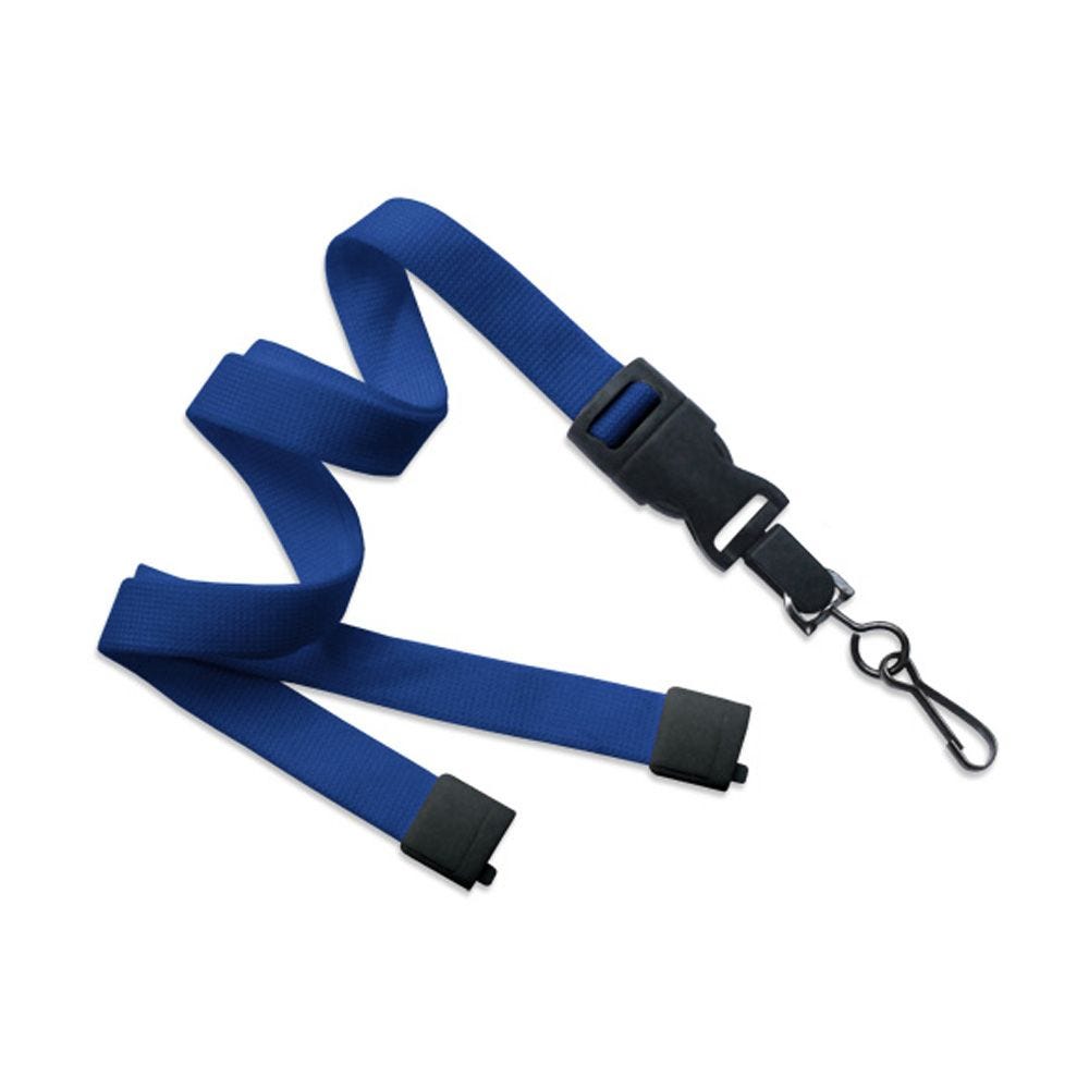 5/8'' Royal Blue OptiWeave Lanyard with Safety Breakaway & Detachable Plastic Swivel Hook - 100 per