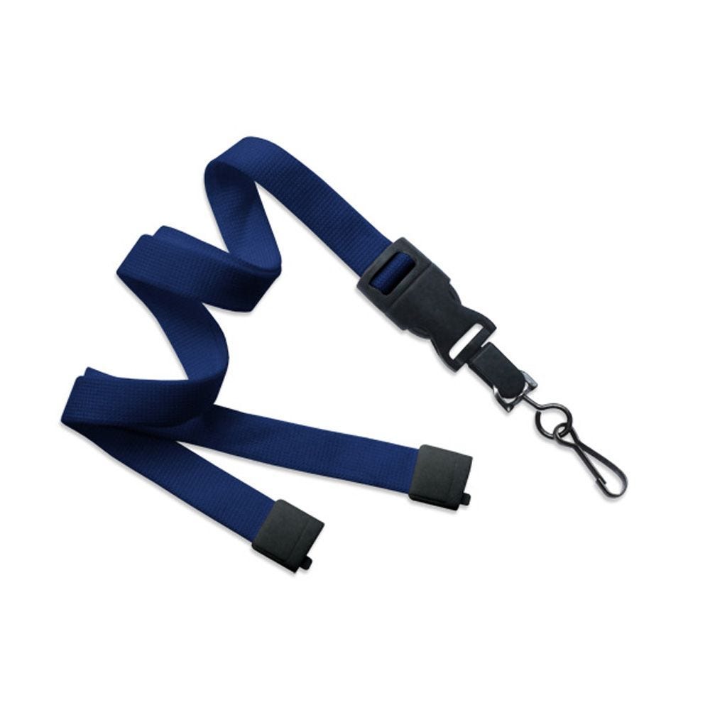 5/8'' Navy Blue OptiWeave Lanyard with Safety Breakaway & Detachable Swivel Hook- 100 per pack