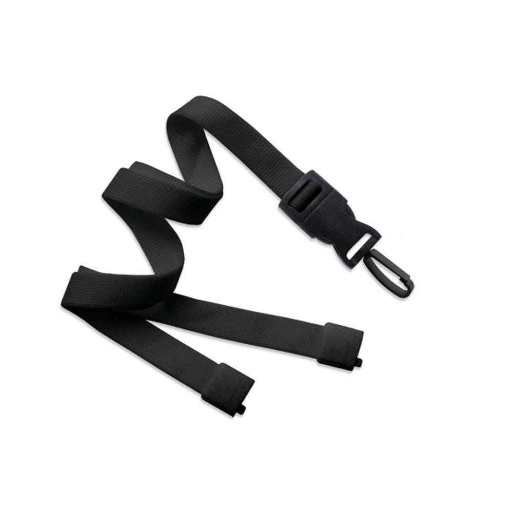 5/8'' Black OptiWeave Lanyard with Safety Breakaway & Detachable Plastic Swivel Hook - 100 per pack