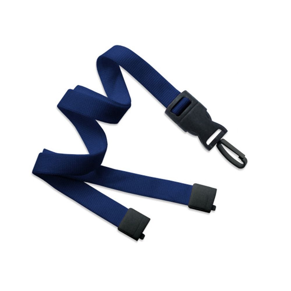 5/8'' Navy Blue OptiWeave Lanyard with Safety Breakaway & Detachable Plastic Swivel Hook- 100 per pa