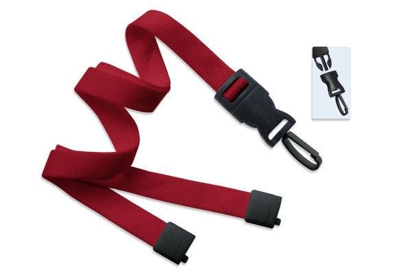 5/8'' Red OptiWeave Lanyard with Safety Breakaway & Detachable Plastic Swivel Hook - 100 per pack