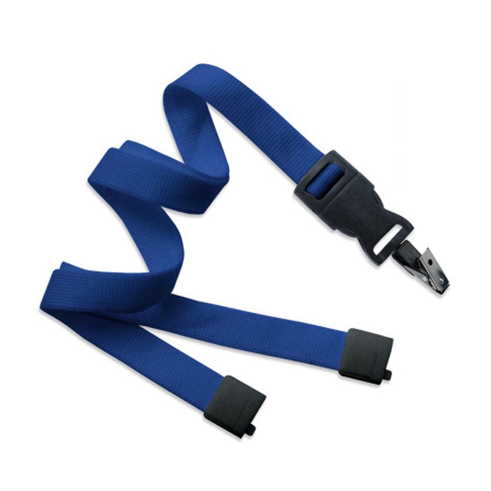 5/8'' Royal Blue OptiWeave Lanyard with Safety Breakaway & Detachable Bulldog Clip - 100 per pack