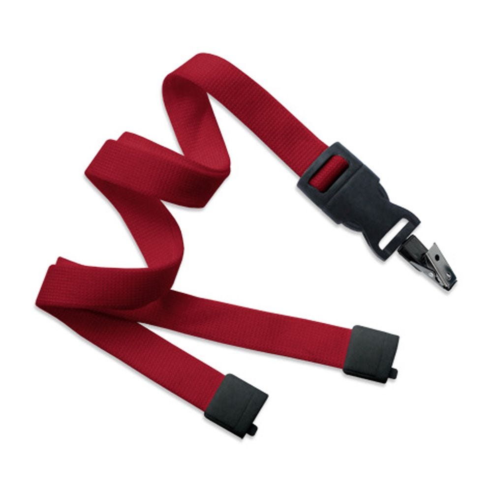5/8'' Red OptiWeave Lanyard with Safety Breakaway & Detachable Bulldog Clip - 100 per pack