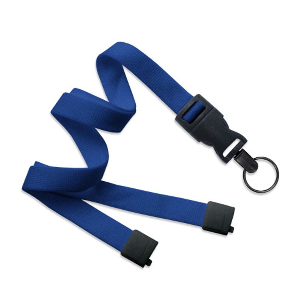 5/8'' Royal Blue OptiWeave Lanyard with Safety Breakaway & Detachable Split Ring - 100 per pack