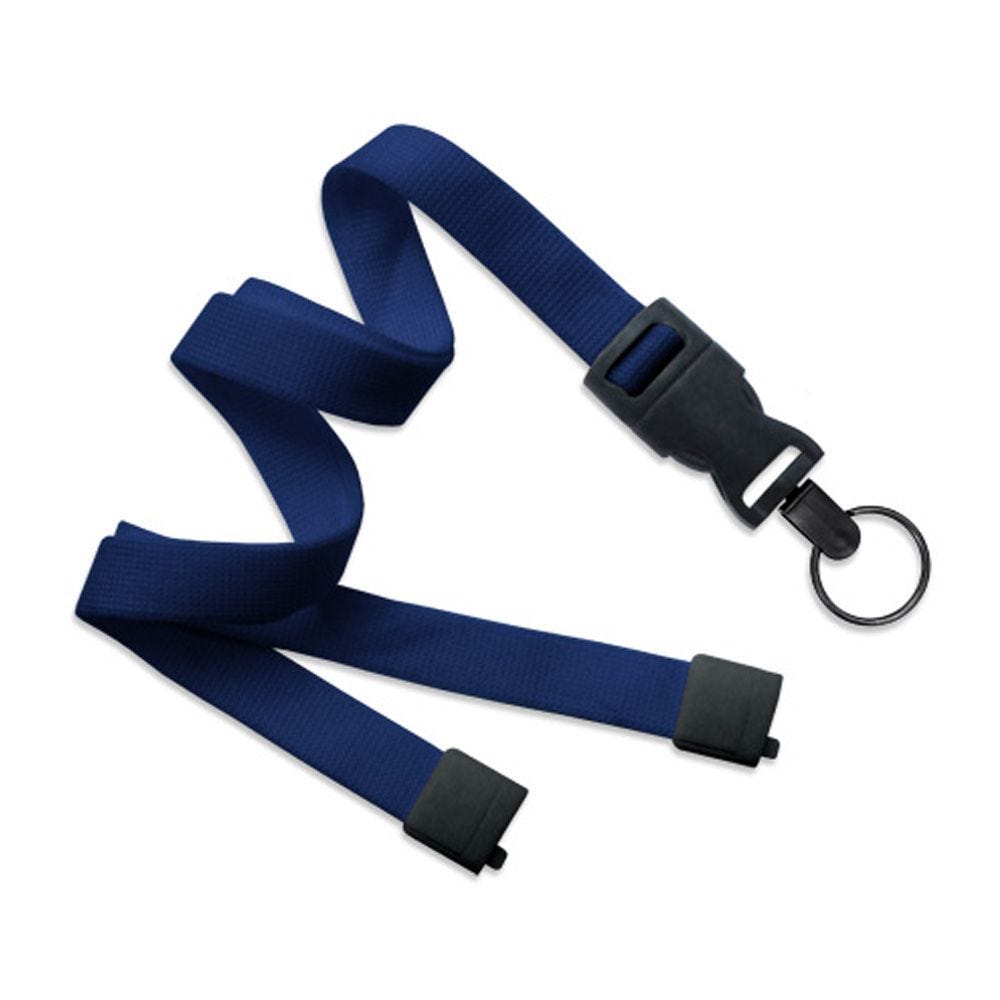 5/8'' Navy Blue OptiWeave Lanyard with Safety Breakaway & Detachable Split Ring - 100 per pack