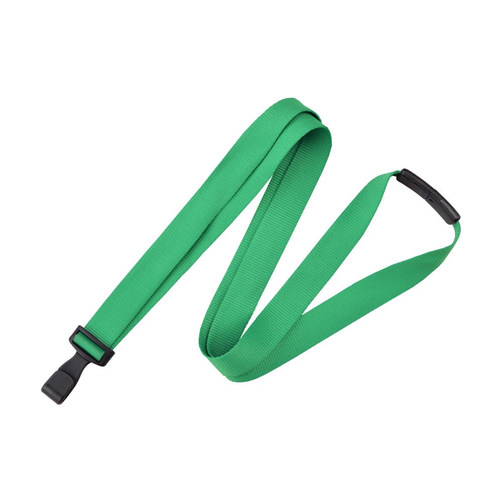 5/8'' Green Antimicrobial Lanyard with Safety Breakaway & Wide Plastic No-twist Hook - 100 per pack