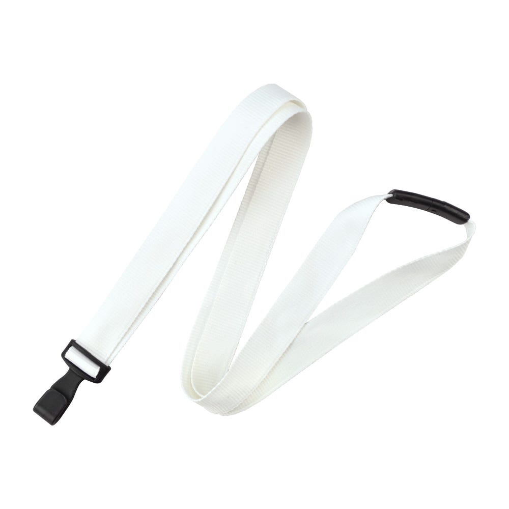 5/8'' White Antimicrobial Lanyard with Safety Breakaway & Wide Plastic No-twist Hook - 100 per pack